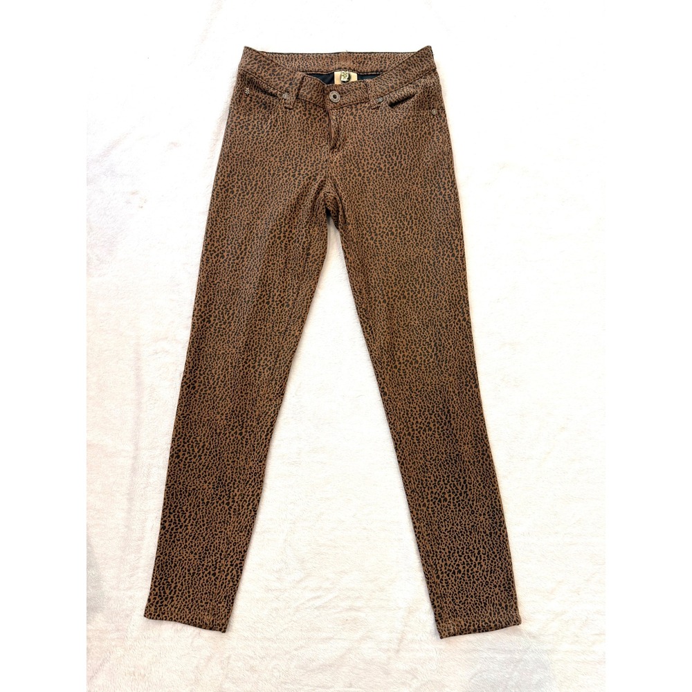 Velvet Heart Womens Leopard Print Skinny Pants Brown Animal Cheetah DZB-1266 27